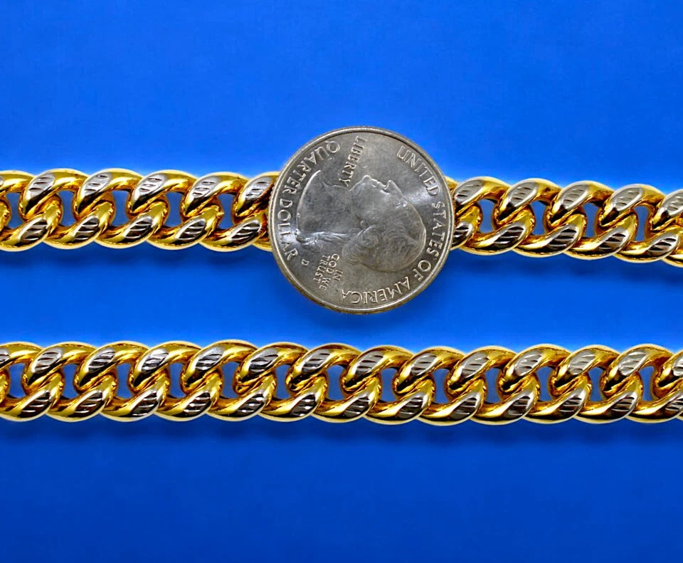 10K Yellow Gold Miami Cuban Pave Necklace Bracelet Chain Real Gold Men Women Jewelry 20.8g | 10.5mm | 8 Inches | MADE IN ITALY