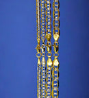 14K Yellow Gold SOLID Mirror Pave Figaro Necklace Bracelet Chain 3mm-5mm 7"-30" | MADE IN ITALY