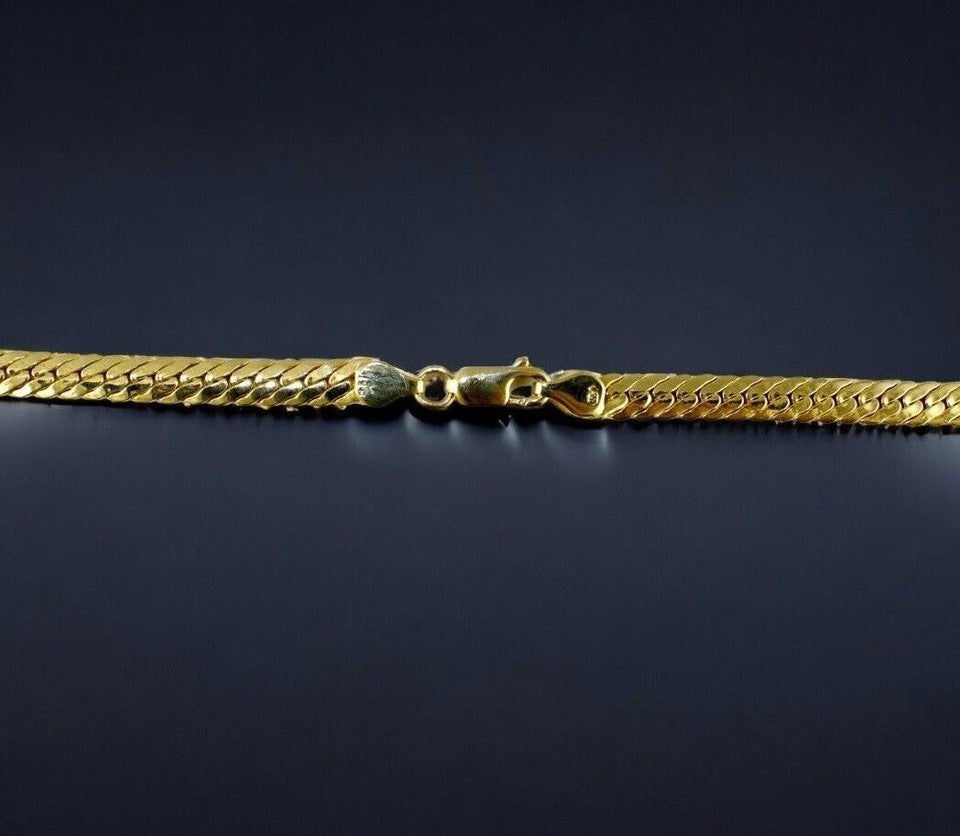 14K Yellow Gold SOLID Snake Serpentine Flat Chain Necklace Real Gold Men Women Jewelry 1.3g | 2mm | 7 Inches | MADE IN ITALY