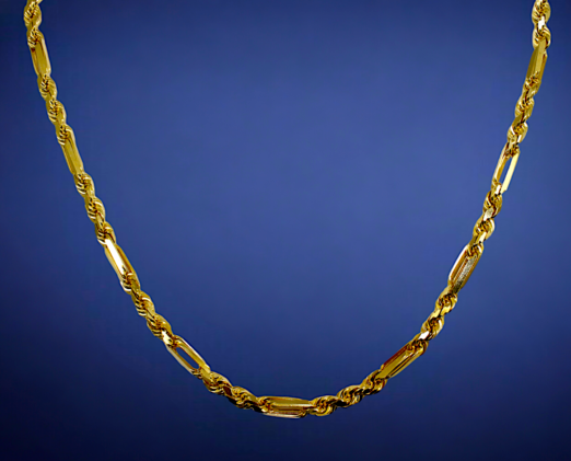 14K Yellow Gold SOLID Milano Figaro Rope Necklace Bracelet Chain Men Women Jewelry 3.4g | 2.5mm | 7 Inches | MADE IN ITALY