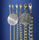 10K Yellow Gold Pave Cuban Curb Chain Necklace Bracelet Real D/C 2mm-9mm 7"-30" | MADE IN ITALY