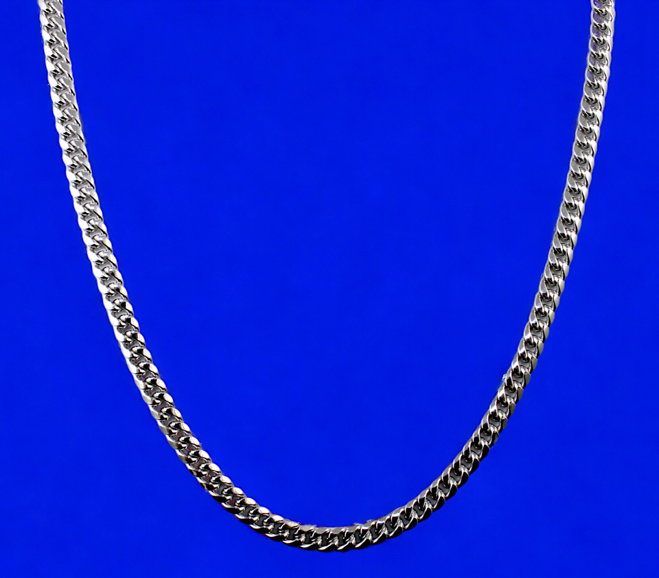 10K White Gold Miami Cuban Link Chain Necklace Bracelet Real Men Women Jewelry 1.3g | 2mm | 7 Inches | MADE IN ITALY