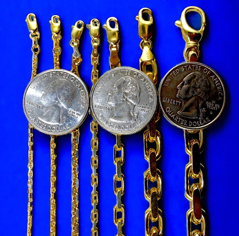 14K Yellow Gold SOLID Rolo Cable Necklace Bracelet Chain Men Women Jewelry 2.1g | 1.5mm | 7 Inches | MADE IN ITALY