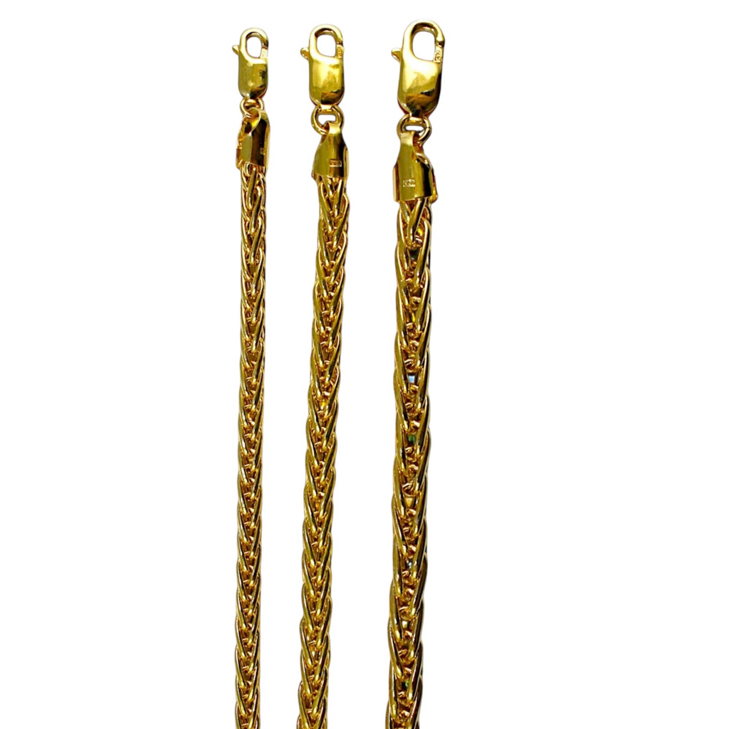 10K Yellow Gold Spiga Wheat Box Necklace Bracelet Chain Real Men Women Jewelry 5.3g | 4mm | 7 Inches | MADE IN ITALY