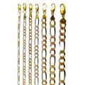 14K Tri Color Gold SOLID Figaro Necklace Bracelet Chain D/C Men Women Jewelry 1.7g | 2.5mm | 7 Inches | MADE IN ITALY