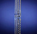 10K White Gold SOLID Rope Necklace Bracelet Chain Diamond Cut Real Men Women Jewelry 1.5g | 1.5mm | 7 Inches | MADE IN ITALY