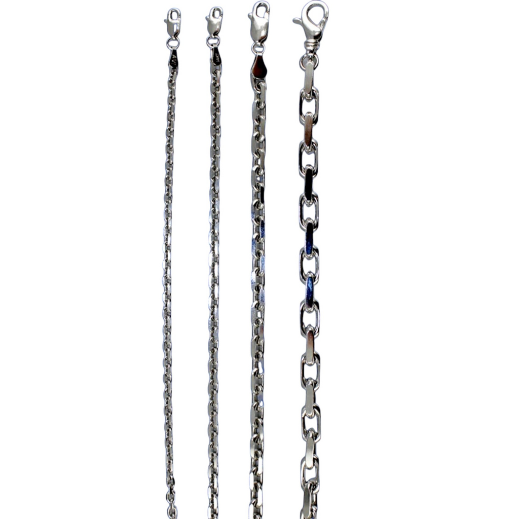 14K White Gold SOLID Rolo Cable Necklace Bracelet Chain Link Men Women Jewelry 2.1g | 1.5mm | 7 Inches | MADE IN ITALY
