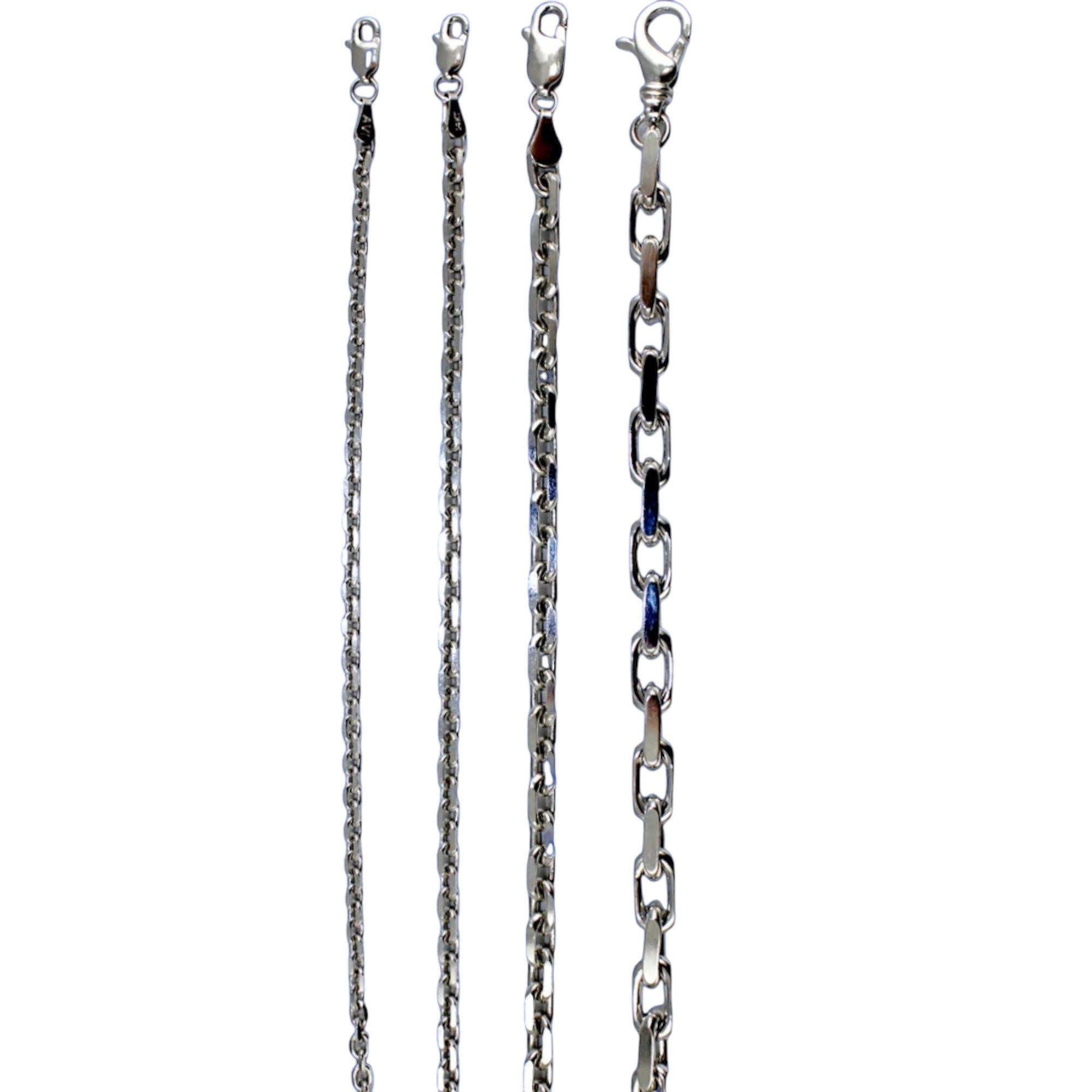 14K White Gold SOLID Rolo Cable Necklace Bracelet Chain Link Men Women Jewelry 2.1g | 1.5mm | 7 Inches | MADE IN ITALY