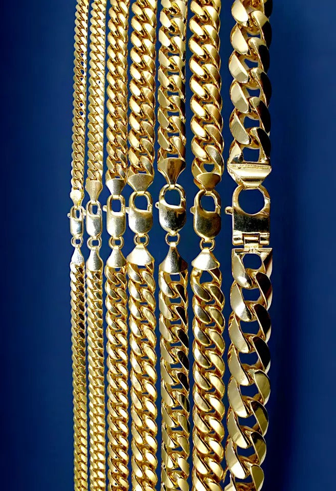 14K Yellow Gold SOLID Miami Cuban Necklace Bracelet Chain Men Women Jewelry 3.4g | 2.3mm | 7 Inches | MADE IN ITALY