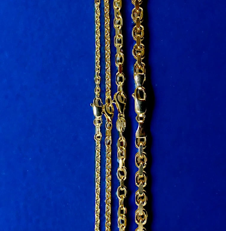 14K Yellow Gold SOLID Round Rolo Cable Necklace Bracelet Chain Men Women Jewelry 2.6g | 2.3mm | 7 Inches | MADE IN ITALY