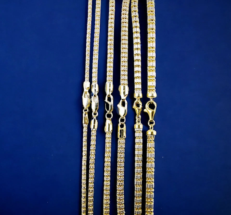 14K Yellow Gold SOLID Ice Link Pave Necklace Bracelet Chain Men Women Jewelry 3.5g | 2.5mm | 7 Inches | MADE IN ITALY