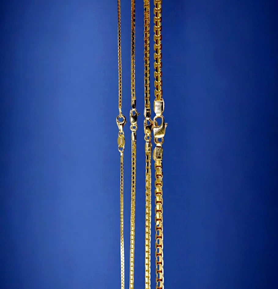 14K Yellow Gold SOLID Square Box Chain Necklace Bracelet Men Women Jewelry 1.2g | 1mm | 7 Inches | MADE IN ITALY