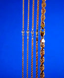 10K Rose Gold Rope Chain Necklace Bracelet Diamond Cut Real Gold Men Women Jewelry 1.3g | 2mm | 7 Inches | MADE IN ITALY