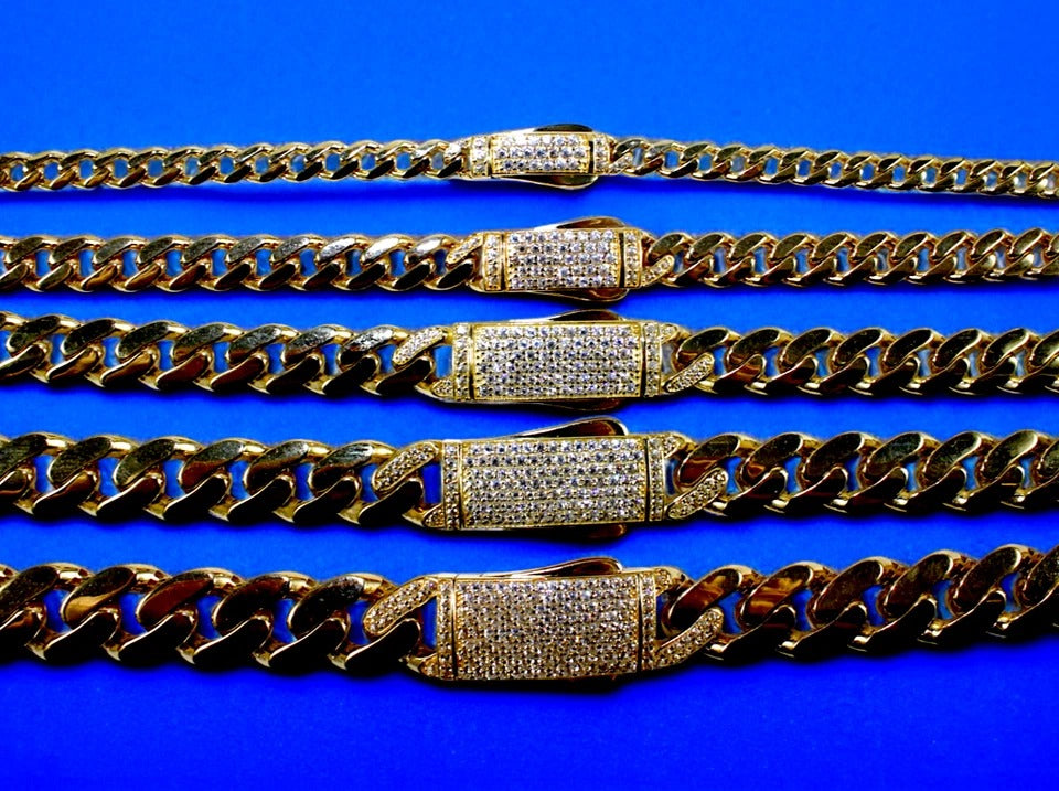 14K Yellow Gold Monaco Miami Cuban Link Chain Necklace CZ Pave Men Women Jewelry 5.8g | 5mm | 7 Inches | MADE IN ITALY