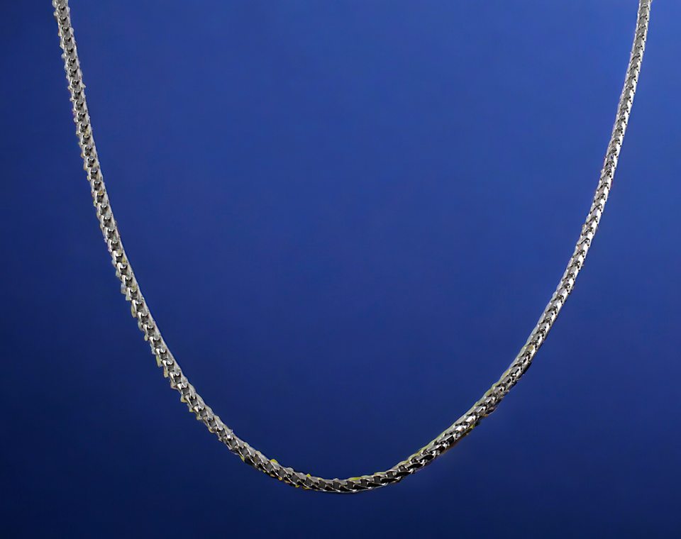 10K White Gold SOLID Franco Round Box Necklace Bracelet Chain Men Women Jewelry 1.5g | 1mm | 7 Inches | MADE IN ITALY