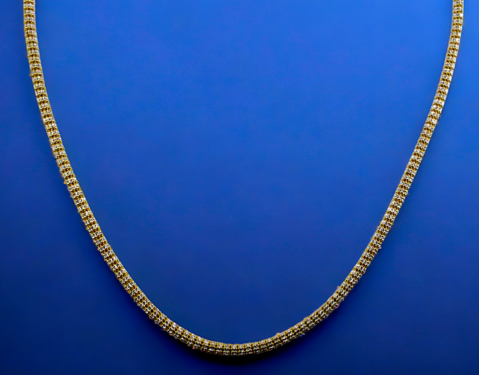 10K Yellow Gold SOLID Ice Link Necklace Bracelet Chain Pave Men Women Jewelry 3.2g | 2mm | 7 Inches | MADE IN ITALY