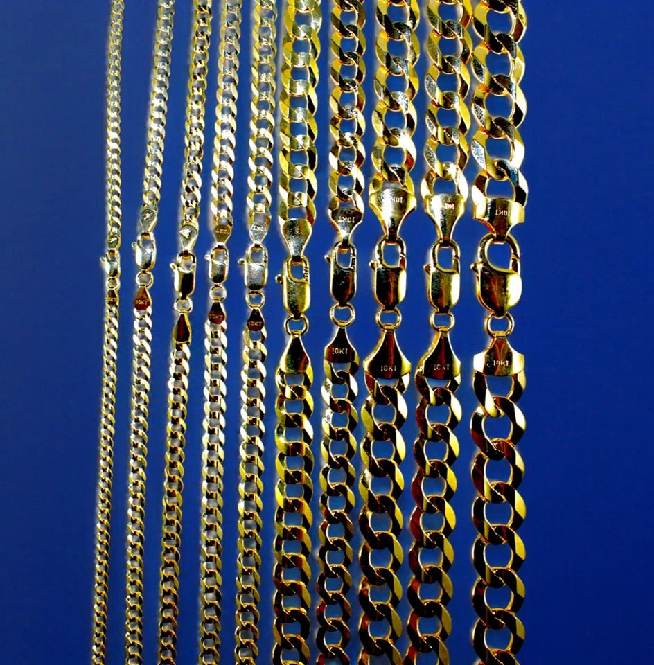 10K Yellow Gold SOLID Curb Cuban Necklace Bracelet Chain  Men Women Jewelry 1.4g | 2mm | 7 Inches | MADE IN ITALY