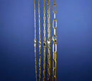 14K Yellow Gold SOLID Paperclip Cable Necklace Bracelet Chain Mirror Star 2-4mm MADE IN ITALY