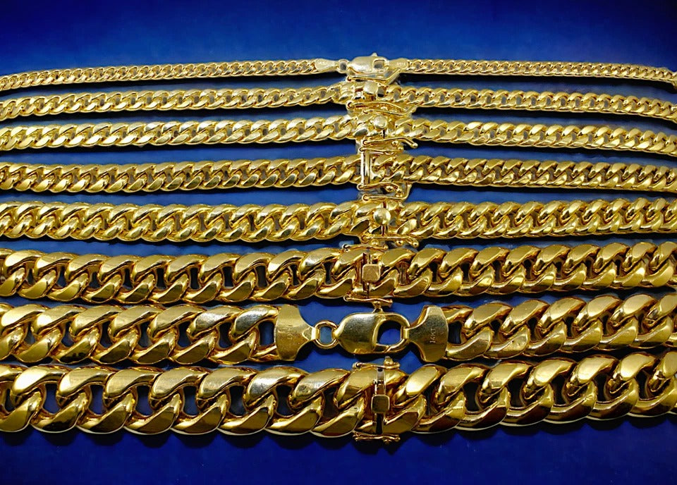 14K Yellow Gold Miami Cuban Necklace Bracelet Chain  Men Women Jewelry 2.1g | 3mm | 7 Inches | MADE IN ITALY