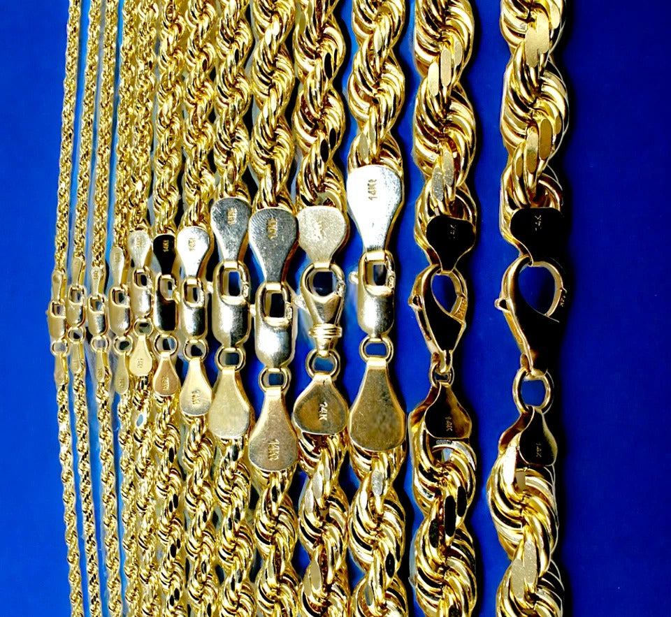 14K Yellow Gold SOLID Rope Chain Necklace Bracelet Diamond Cut Men Women Jewelry 67.4g | 11mm | 8 Inches | MADE IN ITALY