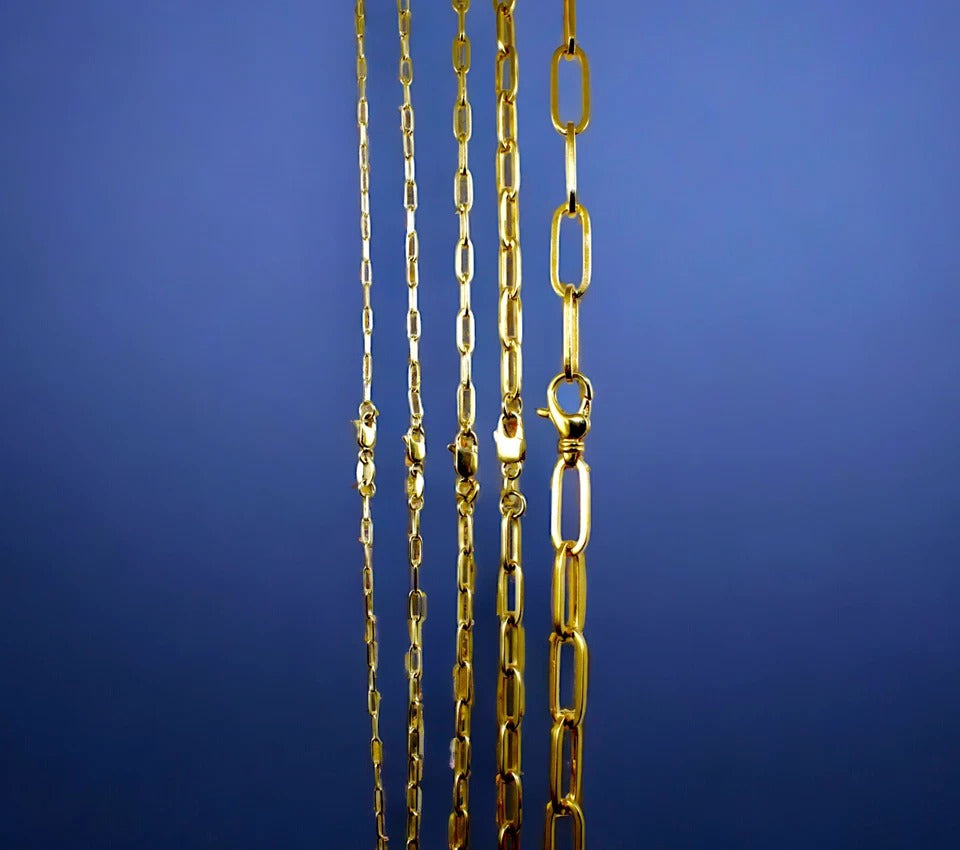 14K Yellow Gold SOLID Oval Paperclip Necklace Bracelet Chain Men Women Jewelry 1g | 1.5mm | 7 Inches | MADE IN ITALY