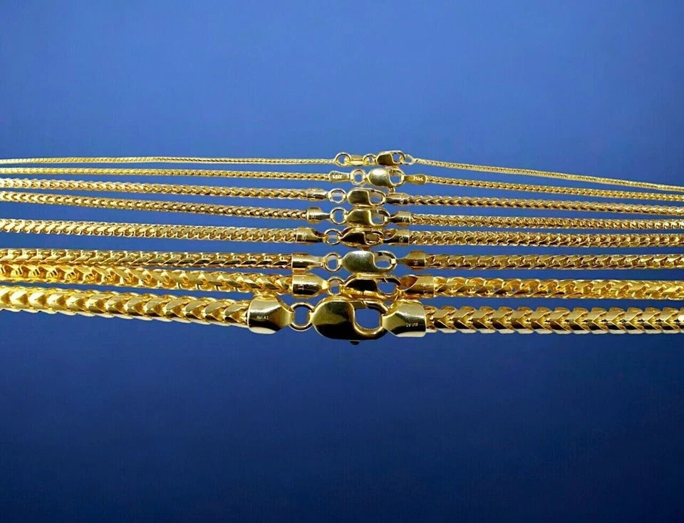 14K Yellow Gold SOLID Franco Round Box Necklace Bracelet Chain Men Women Jewelry 1.2g | 1mm | 7 Inches | MADE IN ITALY
