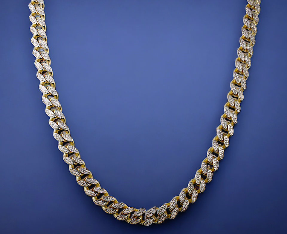 14K Gold Monaco Miami Cuban Link Necklace Bracelet Chain Full CZ Men Women Jewelry 7.6g | 6mm | 7 Inches | MADE IN ITALY