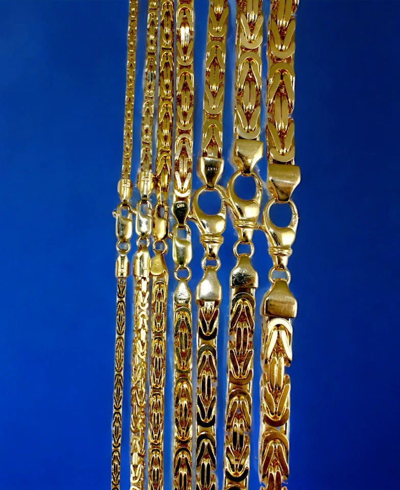 14K Yellow Gold SOLID Byzantine Box Necklace Bracelet Chain  Men Women Jewelry 7.4g | 2.5mm | 7 Inches | MADE IN ITALY