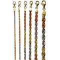 14K Tri Color Gold SOLID Rope Chain Bracelet Diamond Cut Real Gold Men Women Jewelry 2.8g | 2mm | 7 Inches | MADE IN ITALY