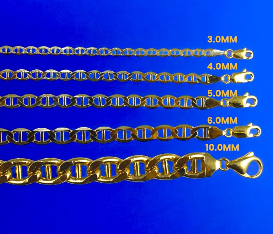 10K Yellow Gold SOLID Anchor Mariner Necklace Bracelet Chain Link Men Women Jewelry 1.7g | 3mm | 7 Inches | MADE IN ITALY