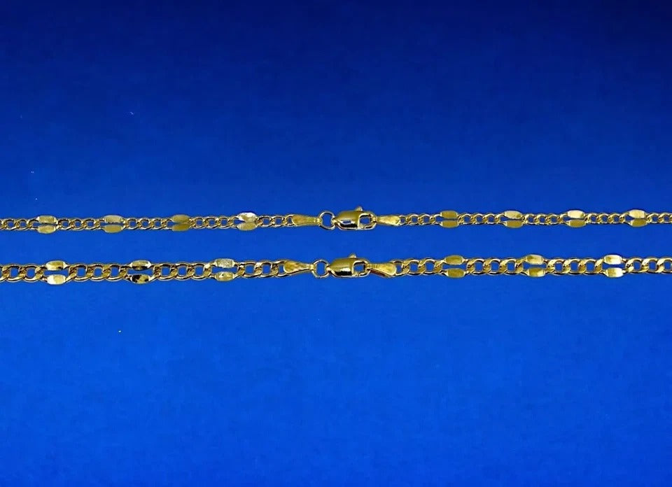 10K Yellow Gold 3mm-5mm SOLID Mirror Figaro Necklace Bracelet Chain Link Men Women Jewelry 1.1g | 3mm | 7 Inches | MADE IN ITALY