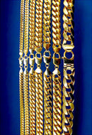 10K Yellow Gold Curb Cuban Necklace Bracelet Chain Real Gold 2mm-8mm 7"-30" | MADE IN ITALY