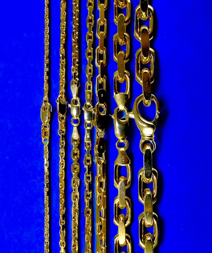 14K Yellow Gold SOLID Rolo Cable Necklace Bracelet Chain Men Women Jewelry 2.1g | 1.5mm | 7 Inches | MADE IN ITALY