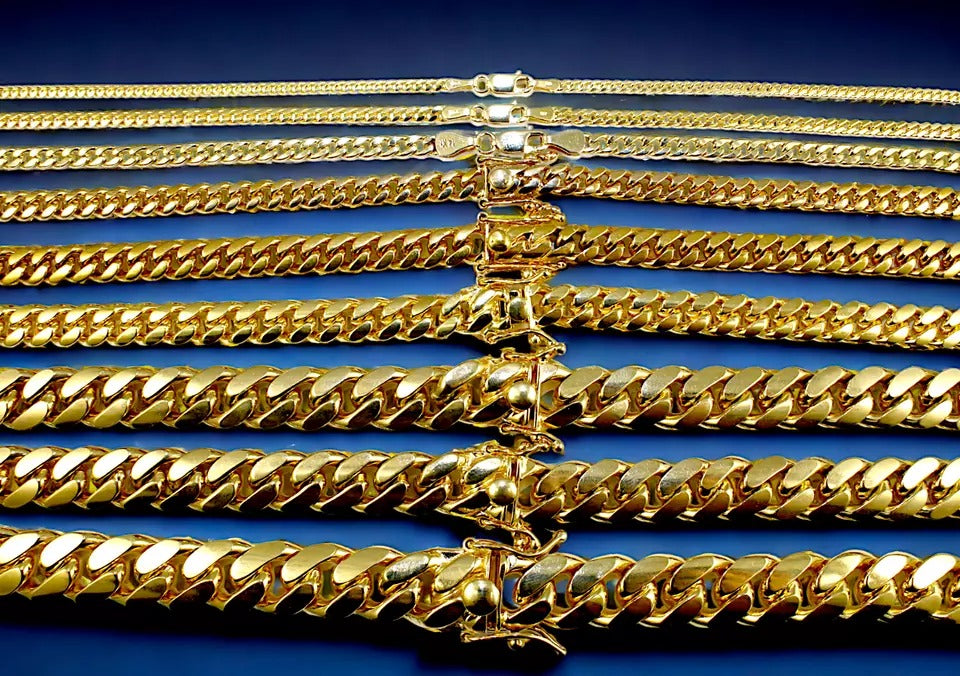 14K Yellow Gold SOLID Miami Cuban Necklace Bracelet Chain Men Women Jewelry 2.7g | 1.8mm | 7 Inches | MADE IN ITALY