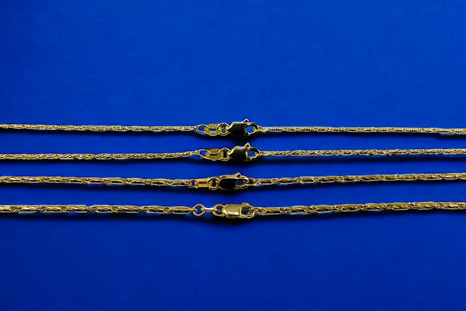 14K Yellow Gold SOLID Razo Tube Thin Necklace Bracelet Chain Real Men Women Jewelry 1.6g | 1mm | 7 Inches | MADE IN ITALY