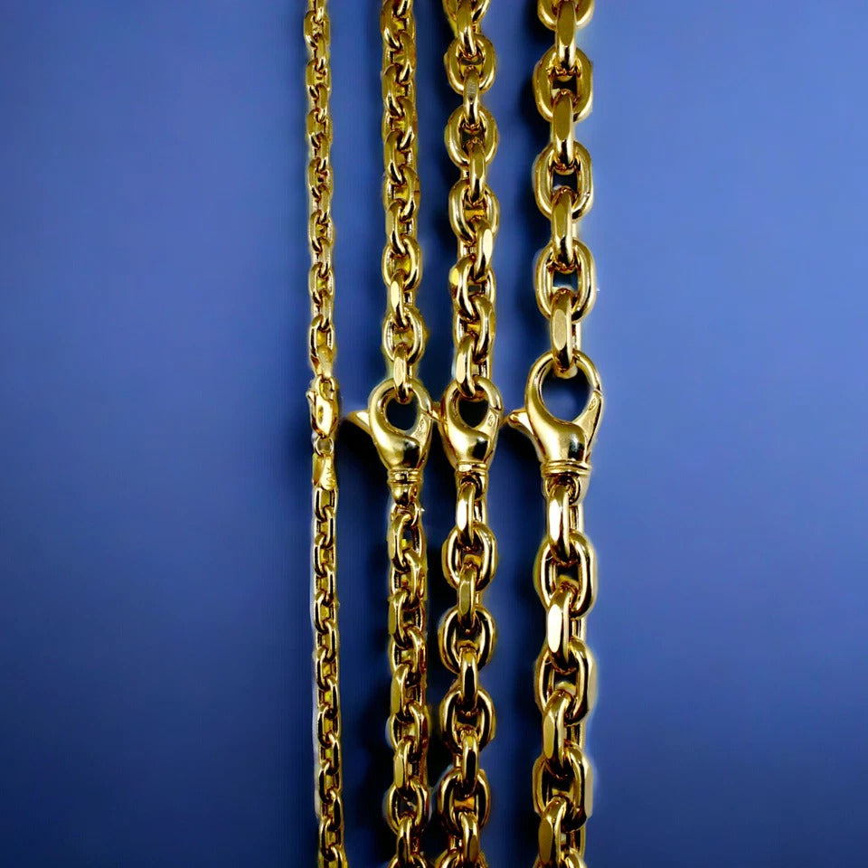 14K Yellow Gold Rolo Cable Necklace Bracelet Chain Real Gold Men Women Jewelry 7g | 4.5mm | 8 Inches | MADE IN ITALY
