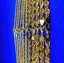 10K Yellow Gold Rope Necklace Bracelet Chain Diamond Cut 2mm-10mm 7"-30" | MADE IN ITALY