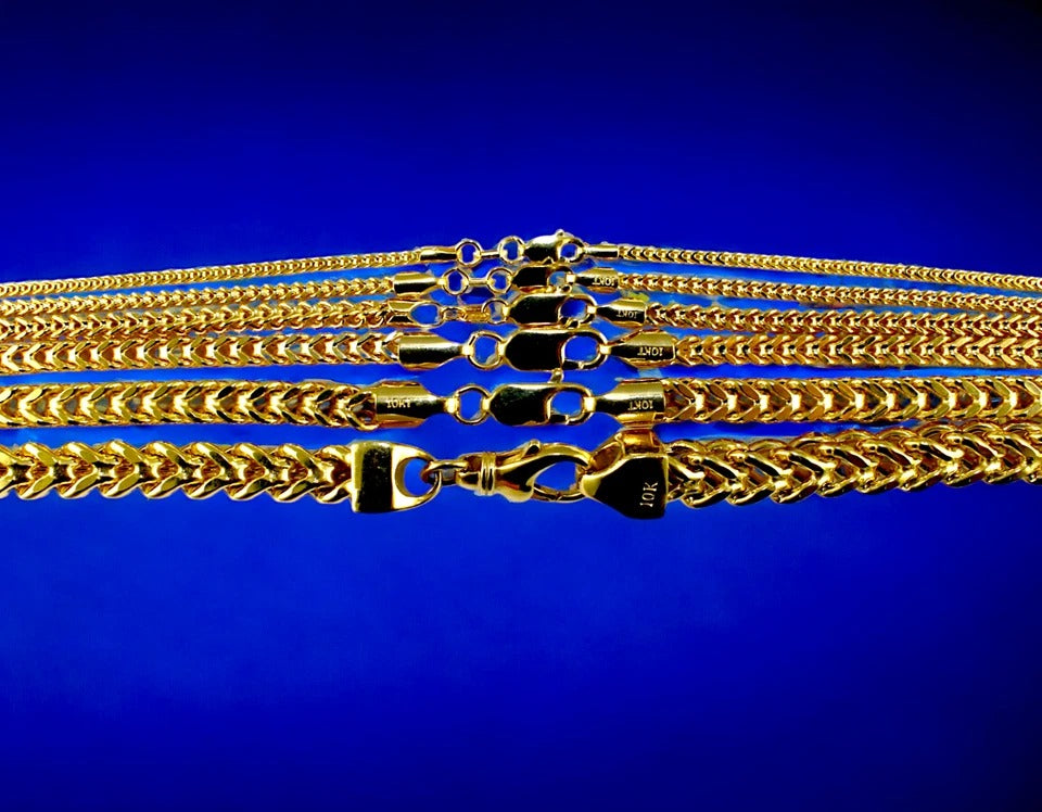 10K Yellow Gold Franco Box Square Necklace Bracelet Chain Real Men Women Jewelry 1g | 1.5mm | 7 Inches | MADE IN ITALY