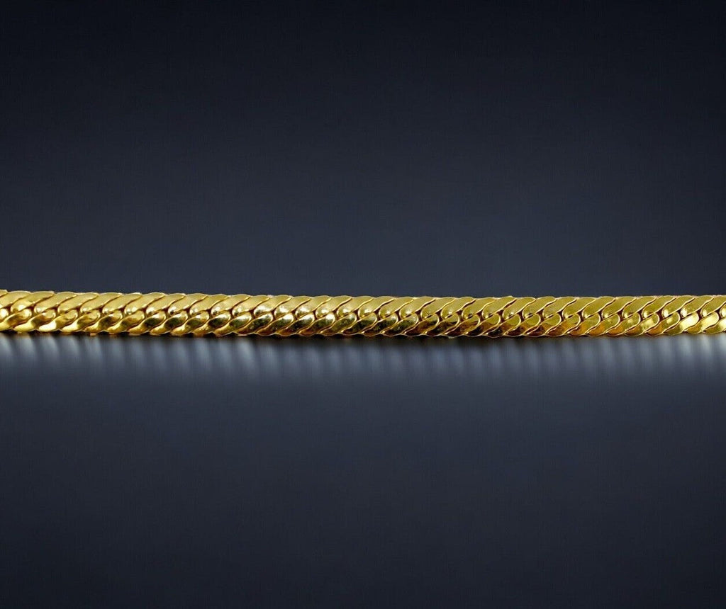 14K Yellow Gold SOLID Snake Serpentine Flat Chain Necklace Real Gold Men Women Jewelry 1.3g | 2mm | 7 Inches | MADE IN ITALY