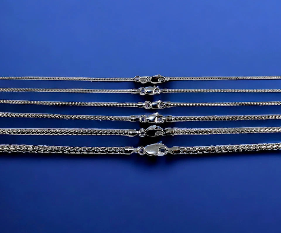 10K White Gold SOLID Franco Round Box Necklace Bracelet Chain Men Women Jewelry 1.5g | 1mm | 7 Inches | MADE IN ITALY