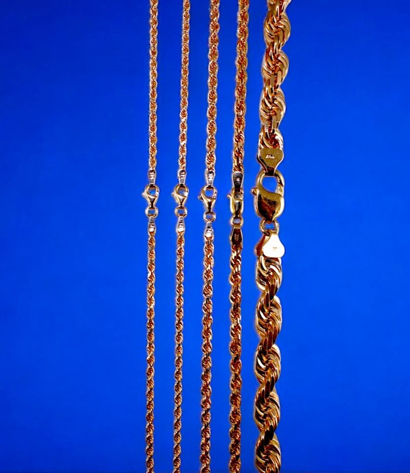 14K Rose Gold SOLID Rope Chain Necklace Bracelet Diamond Cut Men Women Jewelry 1.7g | 1.5mm | 7 Inches | MADE IN ITALY