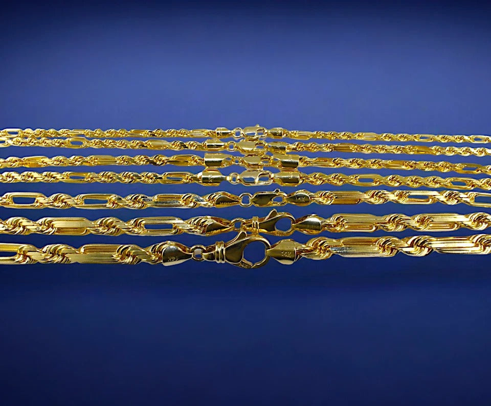 14K Yellow Gold SOLID Milano Figaro Rope Necklace Bracelet Chain Men Women Jewelry 3.4g | 2.5mm | 7 Inches | MADE IN ITALY