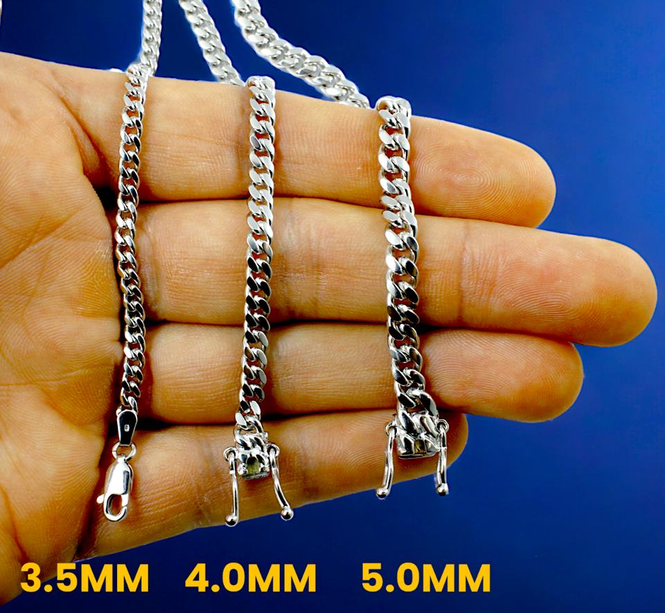 14K White Gold SOLID Miami Cuban Link Necklace Bracelet Chain Real Men Women Jewelry 3.4g | 2.3mm | 7 Inches | MADE IN ITALY