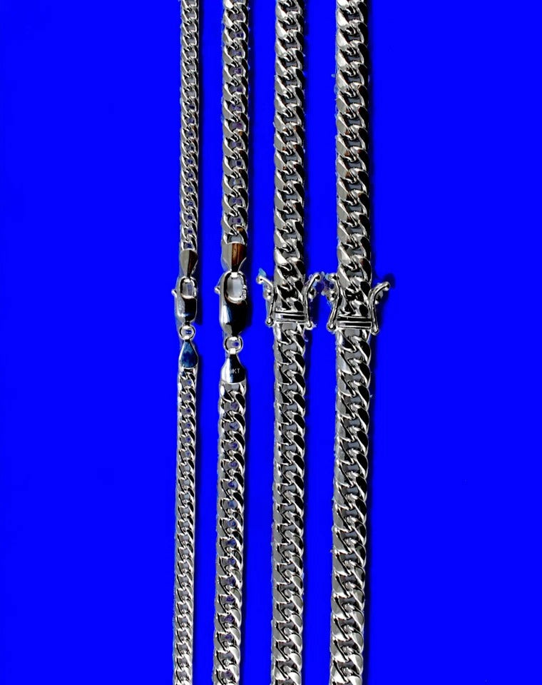 10K White Gold SOLID Miami Cuban Necklace Bracelet Chain Real Men Women Jewelry 3.1g | 2.2mm | 7 Inches | MADE IN ITALY