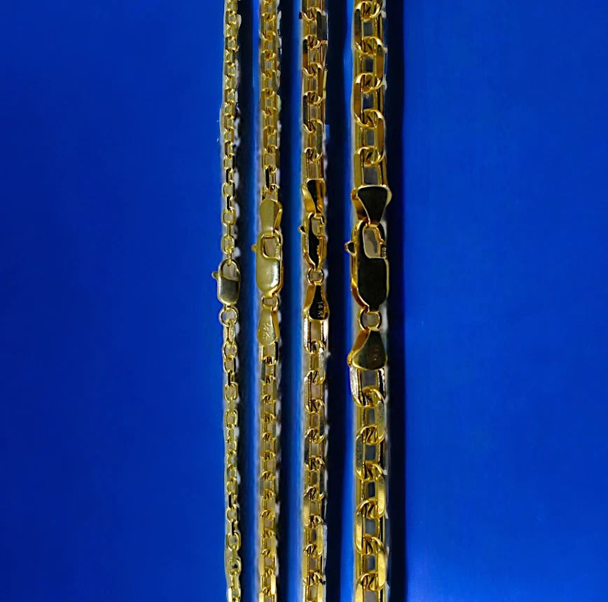 14K Yellow Gold SOLID Square Rolo Cable Necklace Bracelet Chain Men Women Jewelry 3.1g | 2.5mm | 7 Inches | MADE IN ITALY