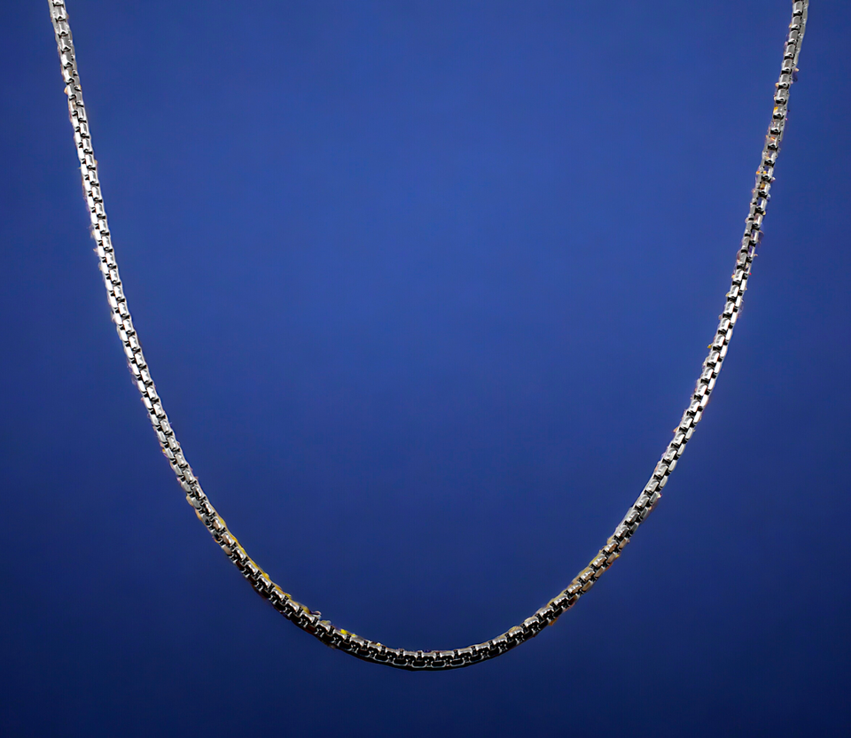 10K White Gold Venetian Round Box Necklace Bracelet Chain Real Men Women Jewelry 1.4g | 1mm | 7 Inches | MADE IN ITALY