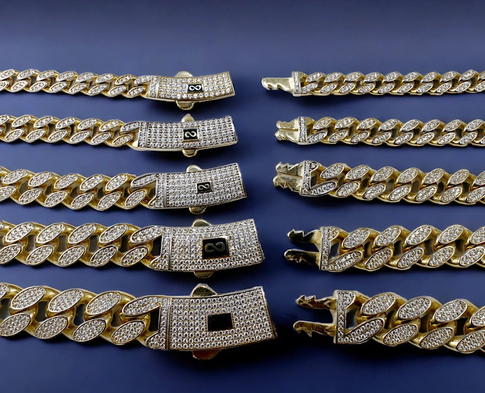 14K Gold Monaco Miami Cuban Link Necklace Bracelet Chain Full CZ Men Women Jewelry 7.6g | 6mm | 7 Inches | MADE IN ITALY