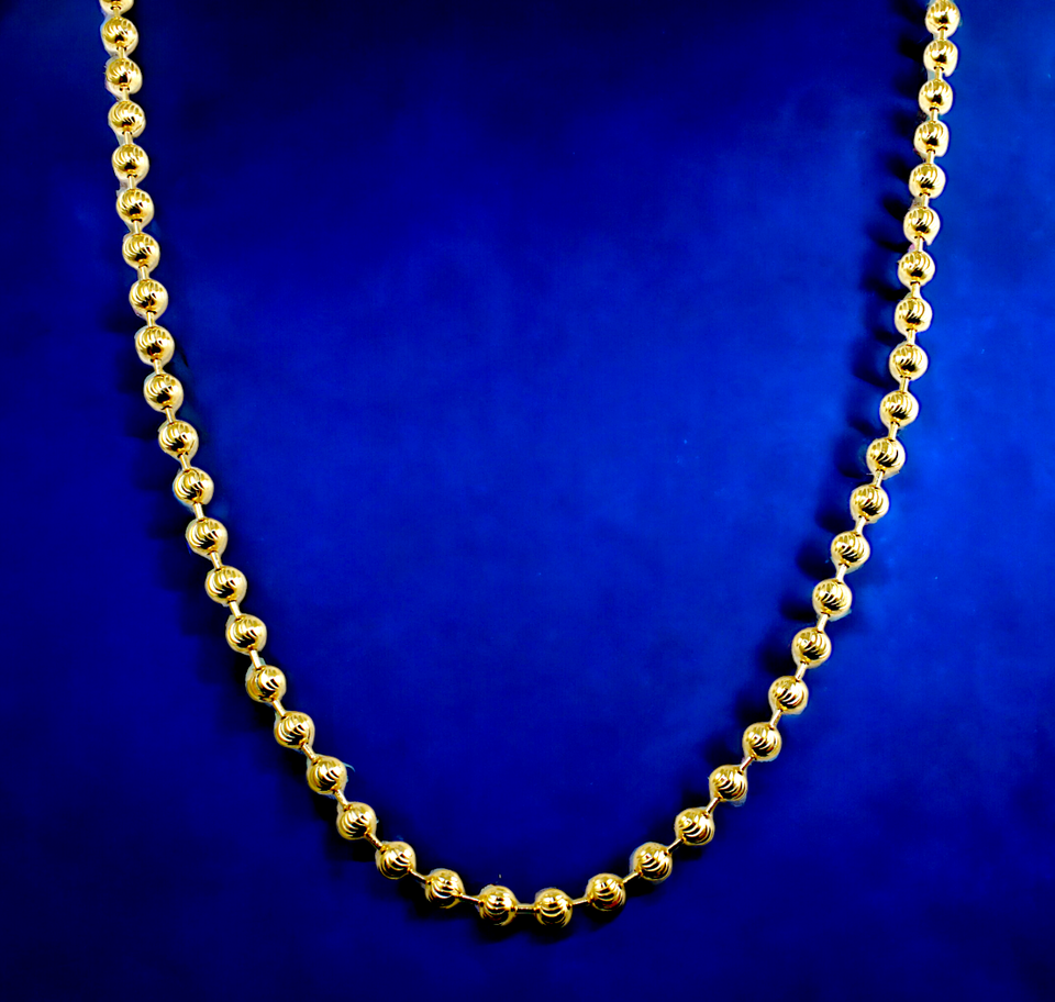 14K Yellow Gold SOLID Round Ball Bead Necklace Bracelet Chain D/C Men Women Jewelry 2.2g | 2mm | 7 Inches | MADE IN ITALY