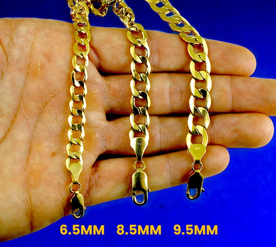 14K Yellow Gold Curb Cuban Necklace Bracelet Chain  Men Women Jewelry 0.9g | 2mm | 7 Inches | MADE IN ITALY