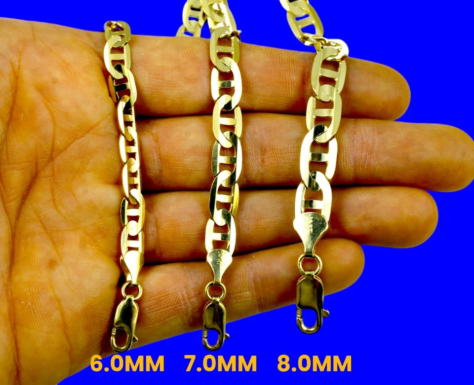 14K Yellow Gold SOLID Anchor Mariner Necklace Bracelet Chain Link Men Women Jewelry 1.8g | 3mm | 7 Inches | MADE IN ITALY